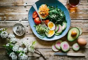 Diabetes awareness with blood sugar monitoring and diet